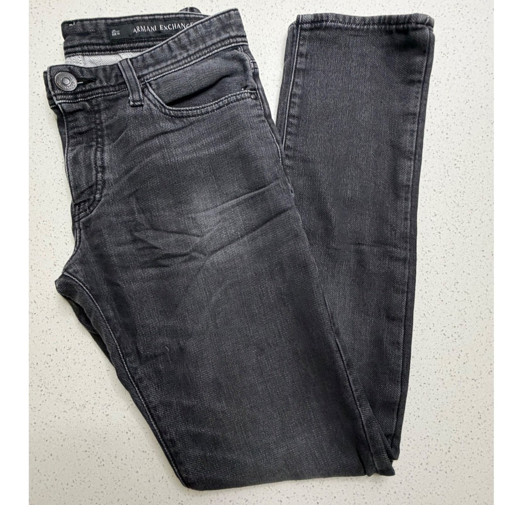 Armani Exchange J14 Skinny Black Faded Denim Jeans Mens Size 30